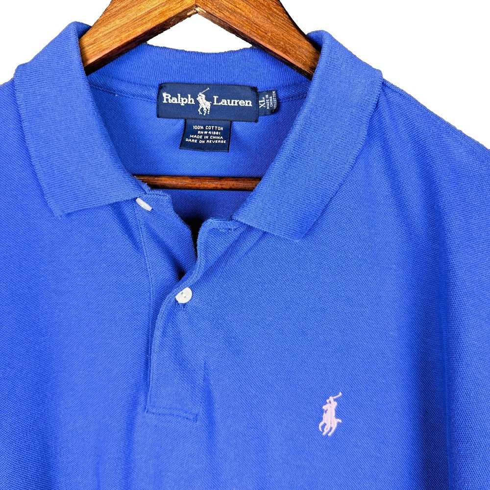 Polo Ralph Lauren Shirt Mens XL Royal Blue Short Sleeve Cotton Pique Golf Polo